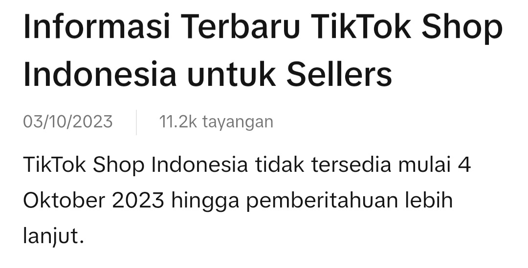 TikTok Shop Berhenti